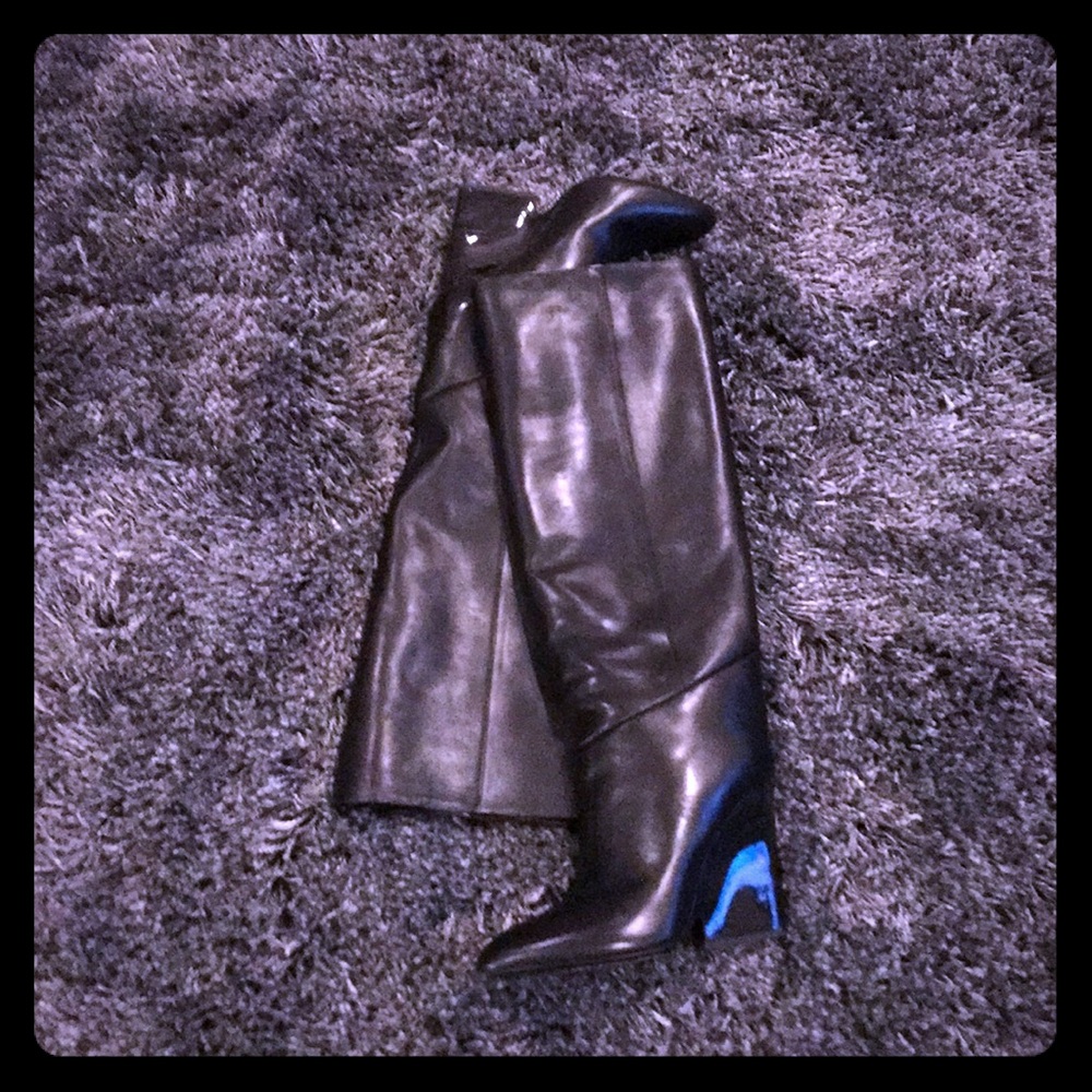 Jimmy Choo Cartel black knee-high wedge boots